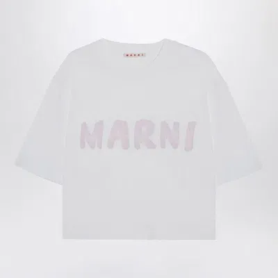 Marni Cropped T-shirt With Logo Print In White