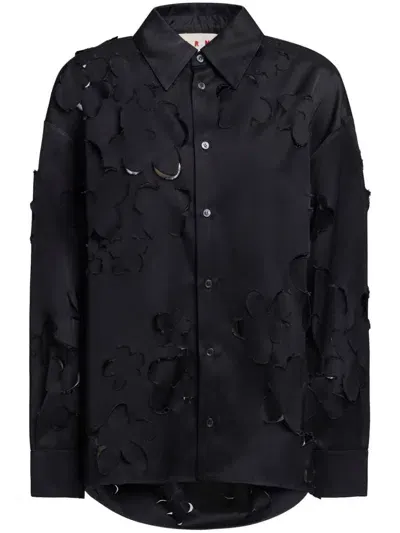 Marni Cut-out Detailing Shirt In Black