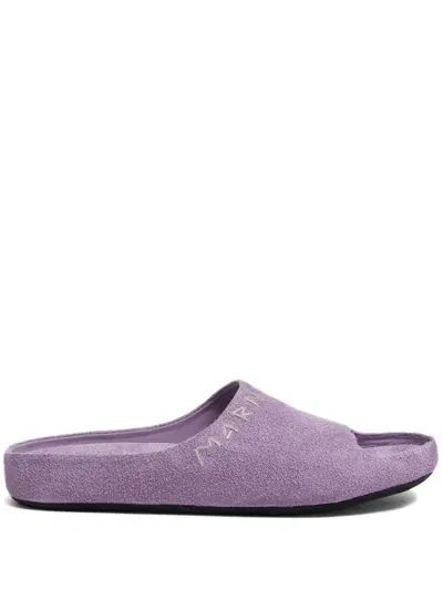 Marni Fusslide Suede Sandals In Purple