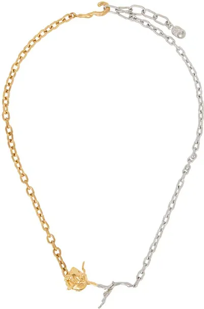 Marni Gold & Silver Rose Stem Necklace In Y9014 Gold/palladium