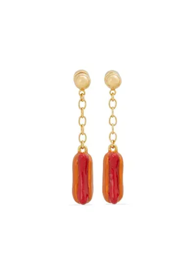 Marni Hot Dog-motif Drop Earrings In Orange