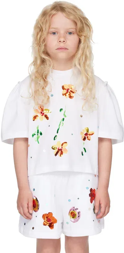 Marni Sequin-embellished Cotton T-shirt In White