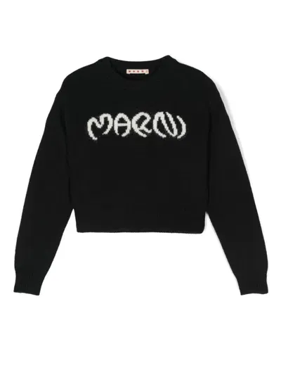 Marni Kids' Logo-intarsia Sweater In Black