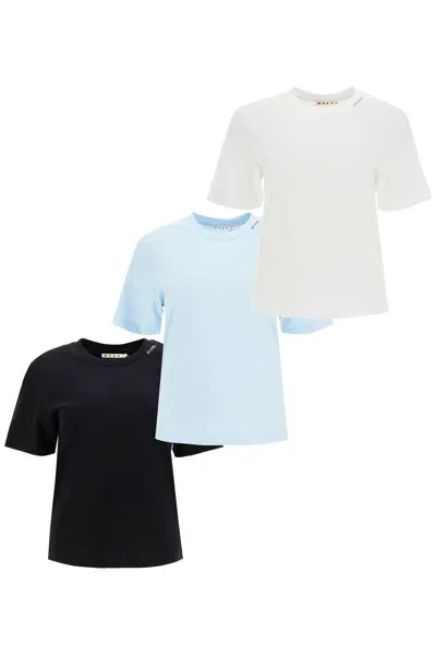 Marni Tripack T Shirt In Cotone Organico In White