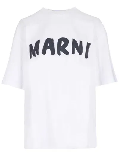 Marni Oversized Signature T-shirt In White