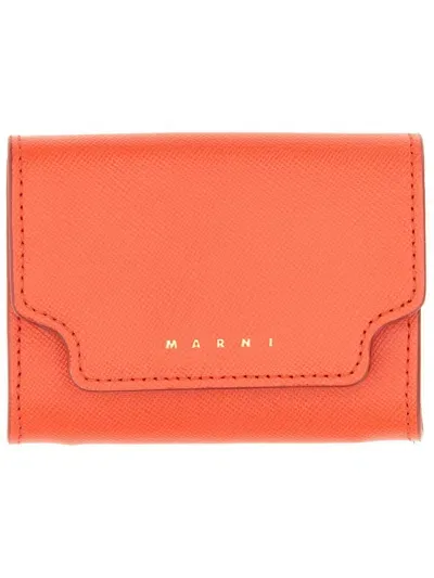 Marni Logo Plaque Snapped Wallet In Red