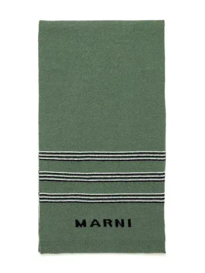 Marni Kids' Stripe-detail Knitted Scarf In Green