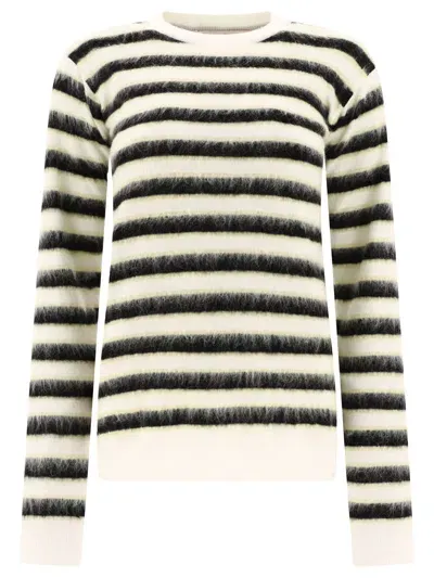 Marni Striped Mohair Sweater In White