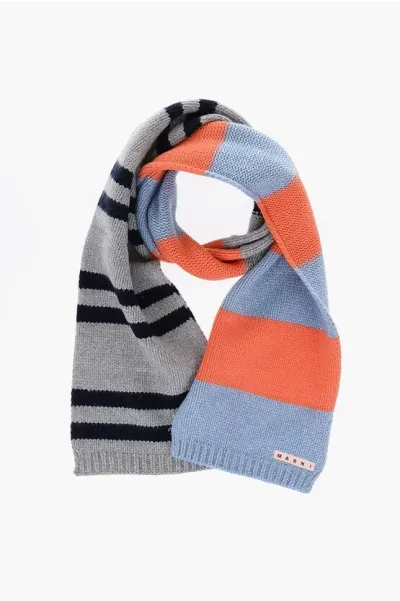 Marni Striped Wool Blend Scarf In Multi