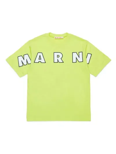 Marni Kids' Logo-appliqué Cotton T-shirt In Green