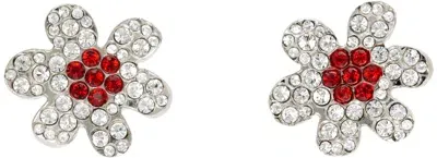 Marni White & Red Daisy Stud Earrings In 00w09 Glass