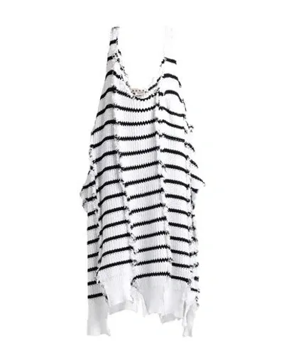 Marni Striped Knitted Cape In White