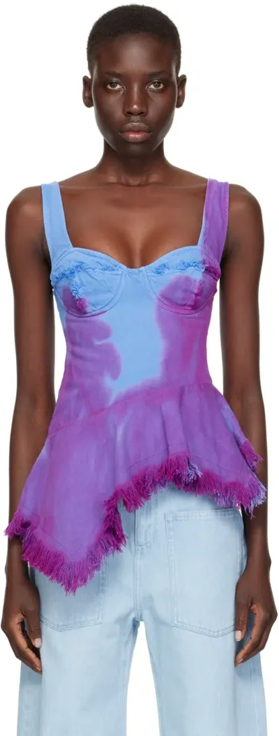 Marques' Almeida Tie-dye Denim Corset In Blue