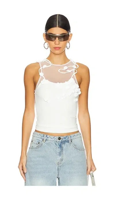 Marrknull Vine Flowers Tank Top In White