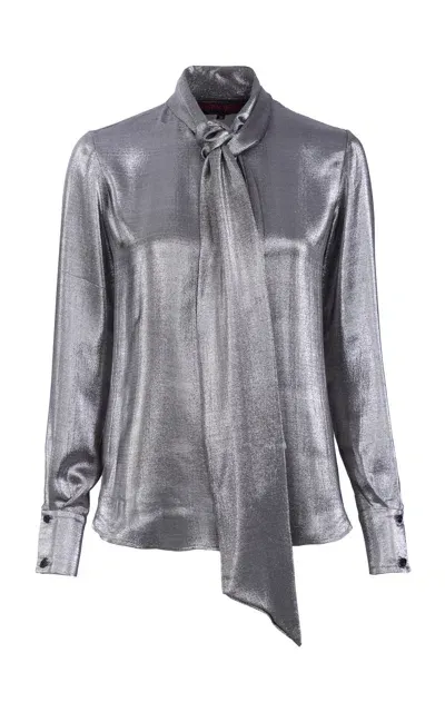 Martin Grant Metallic Silk-blend Shirt In Silver