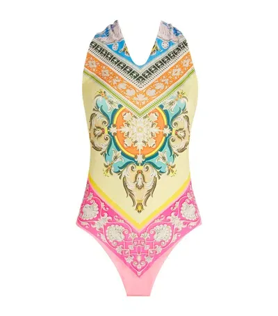 Mary Katrantzou Luce Halterneck Swimsuit In Multi