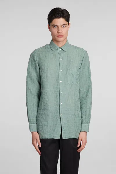 Massimo Alba Bowles Shirt In Green Cotton In Blue