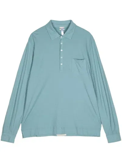 Massimo Alba Long-sleeve Cotton Polo Shirt In Blue