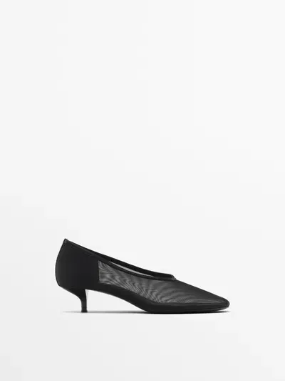 Massimo Dutti Absatzschuhe Aus Mesh In Black