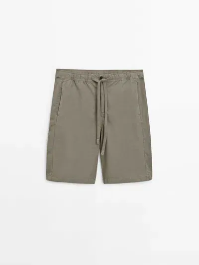 Massimo Dutti Bermudas Baumwolle Und Leinenkordeln In Green