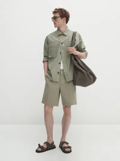 Massimo Dutti Bermudas Baumwollpopelin In Green