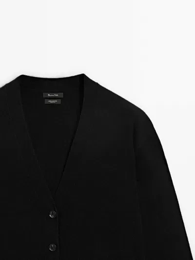 Massimo Dutti Cardigan Aus Kaschmir Mit V-ausschnitt In Black