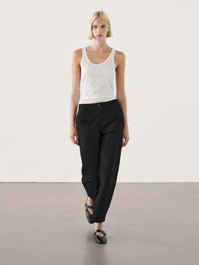 Massimo Dutti Hose Cropped Aus Funktionsstoff Im Barrel-fit In Black