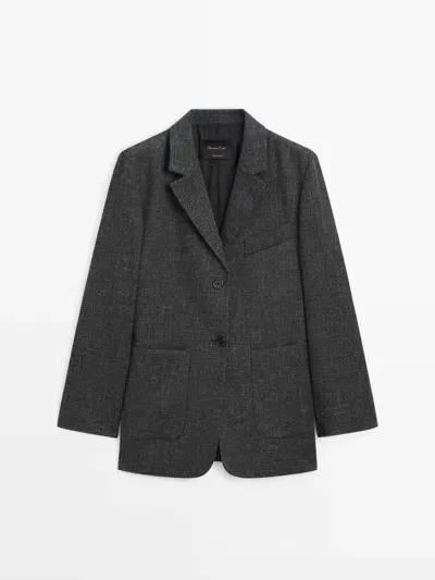 Massimo Dutti Langer Blazer In Black