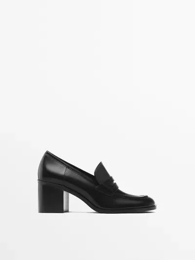 Massimo Dutti Loafer Mit Absatz In Black