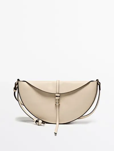 Massimo Dutti Minitasche Halbmond Nappaleder In Neutral