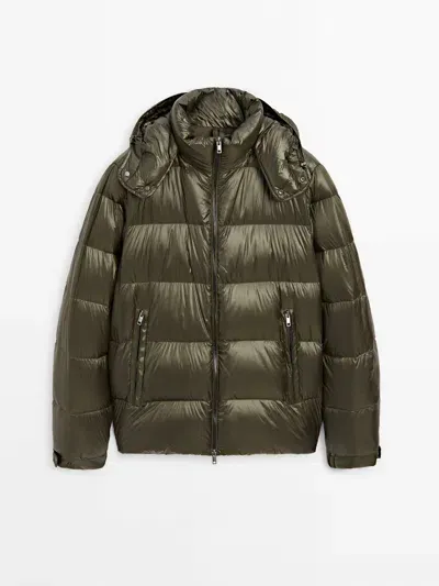 Massimo Dutti Pufferjacke Mit Daunen In Green