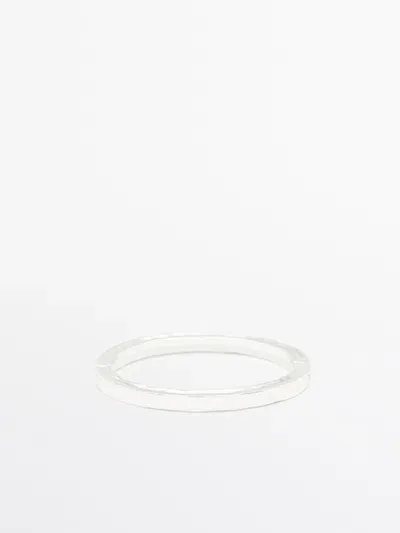 Massimo Dutti Silberfarbenes Armband Mit Textur In Metallic