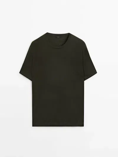 Massimo Dutti T-shirt Aus Wollgemisch In Green