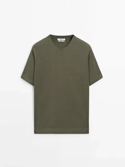 Massimo Dutti T-shirt Jersey Kurzarm In Green