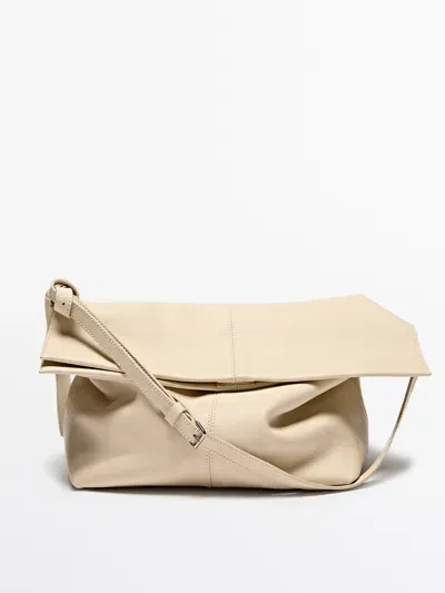 Massimo Dutti Tasche Nappaleder Multiway-griff In Neutral