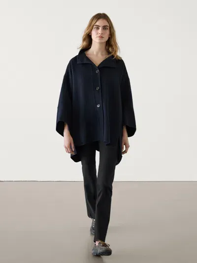 Massimo Dutti Weiter Cape-mantel Aus Wollgemisch In Black