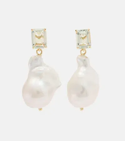 Mateo 14kt Gold Drop Earrings With Amethysts And Baroque Pearls