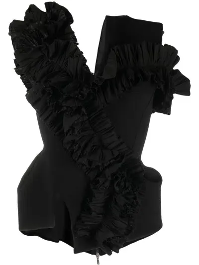 Maticevski Ruffled-trim Sleeveless Top In Black