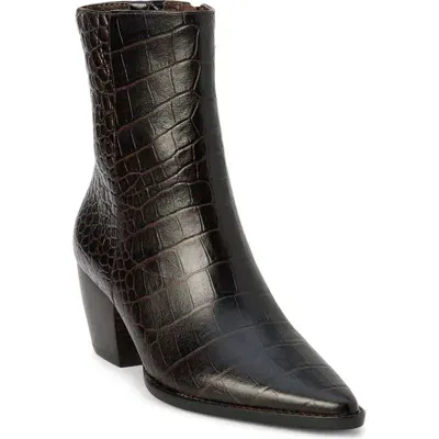 Matisse Caty Western Pointed Toe Bootie In Espresso Croc