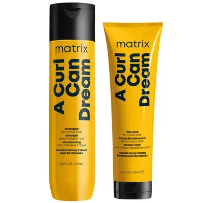 Matrix A Curl Can Dream Cleansing Shampoo Infused With Manuka Honey Extract 300ml And Hair Mask 250ml Bundl In White