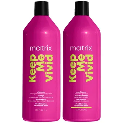 Matrix Keep Me Vivid Colour Protecting Shampoo And Conditioner 1000ml Duo Set For High Maintenance Coloured In White