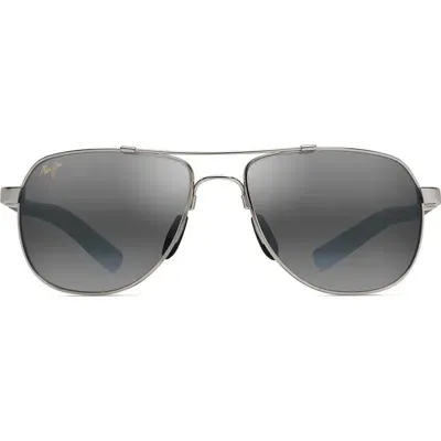 Maui Jim Guardrails 56mm Polarizedplus2® Aviator Sunglasses In Blue