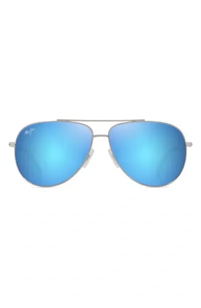 Maui Jim Hauoli 59mm Polarized Aviator Sunglasses In Blue