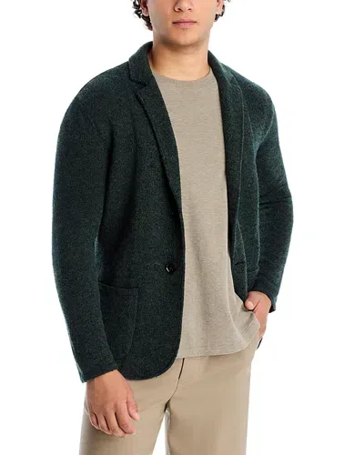 Maurizio Baldassari Winter Wool, Cotton & Nylon Mouline Sweater Jacket In Green Pine