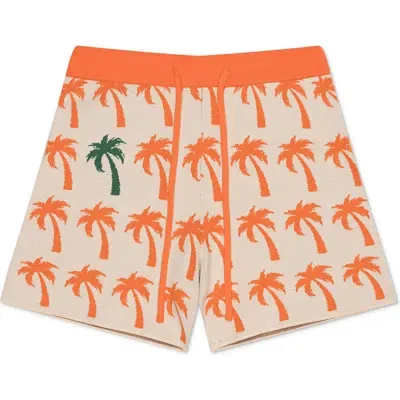 Mavrans Palms Drawstring Sweater Shorts In Orange