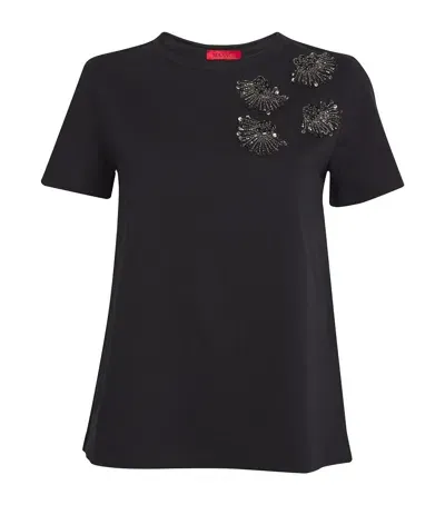 Max & Co Cotton Embellished T-shirt In Black