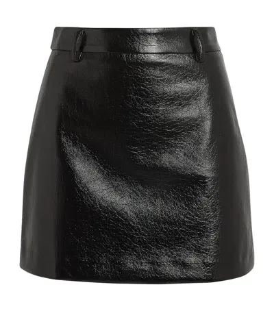 Max & Co Faux Leather Mini Skirt In Black