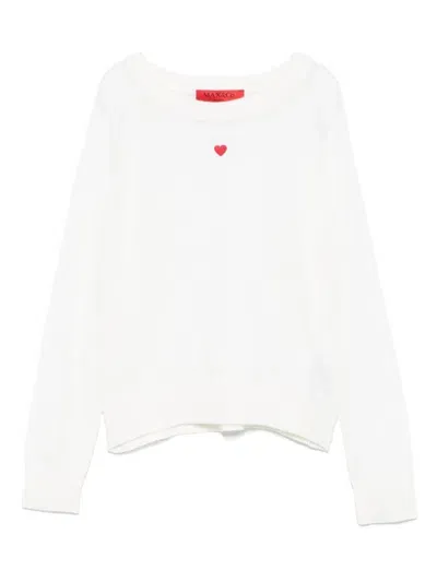 Max & Co Kids' Heart-embroidered Sweater In White