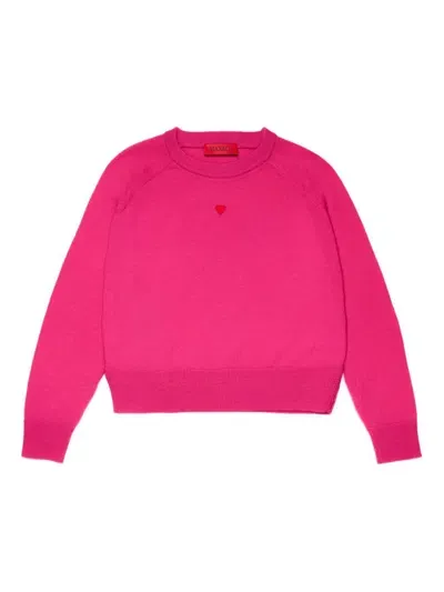 Max & Co Kids' Heart-motif Knitted Jumper In Pink