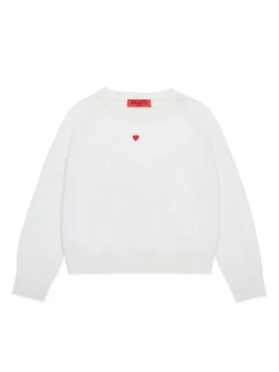 Max & Co Kids' Heart-motif Wool Sweatshirt In White